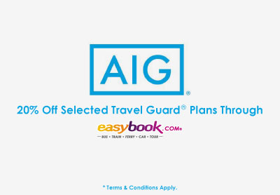 Enjoy 20% off on AIG Travel Insurance** Enjoy 20% off on AIG Travel Insurance**